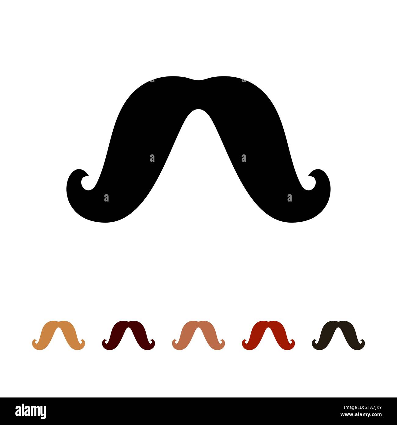 Silhouette d'icône de moustaches isolé sur fond blanc. Hommes différentes couleurs moustache cheveux. Illustration vectorielle Illustration de Vecteur