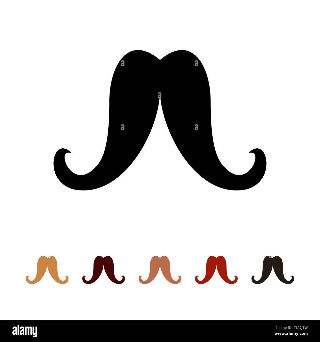 Silhouette d'icône de moustaches isolé sur fond blanc. Hommes différentes couleurs moustache cheveux. Illustration vectorielle Illustration de Vecteur