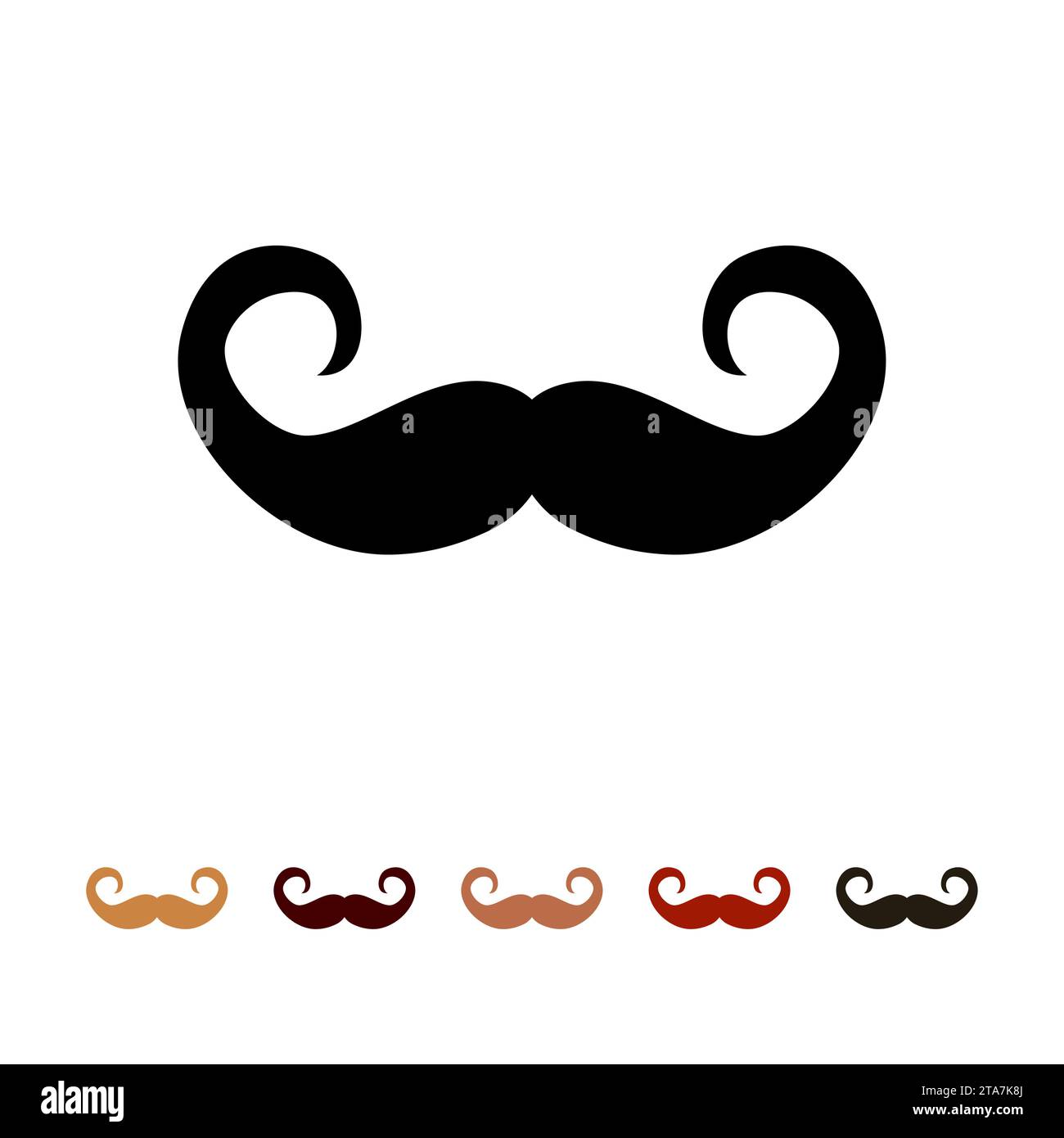 Silhouette d'icône de moustaches isolé sur fond blanc. Hommes différentes couleurs moustache cheveux. Illustration vectorielle Illustration de Vecteur