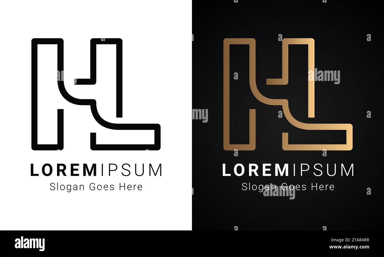 Logo de luxe initial HL ou LH Monogram Text Letter Design Illustration de Vecteur