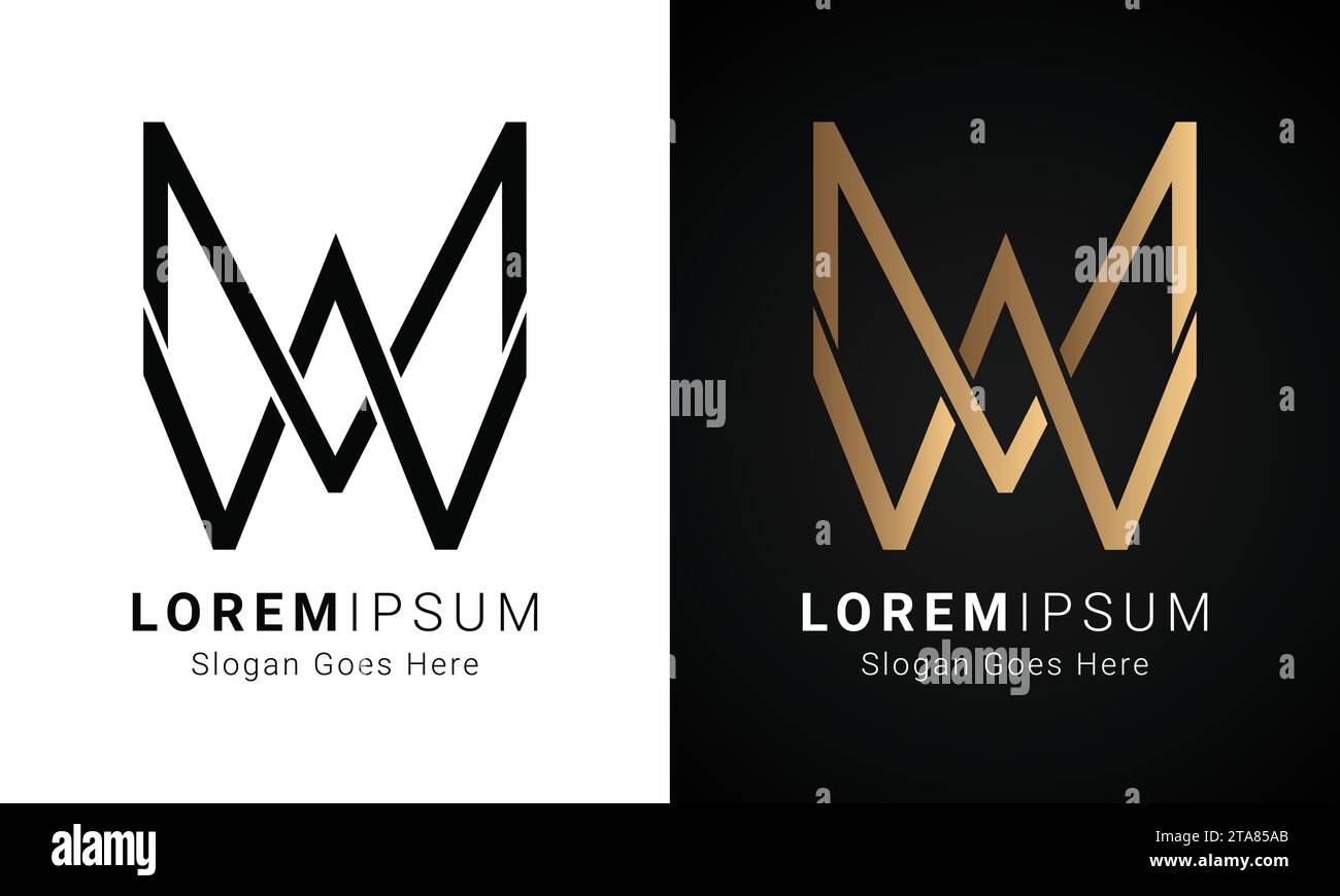 Logo de luxe initial MW ou WM Monogram avec lettre textuelle Illustration de Vecteur
