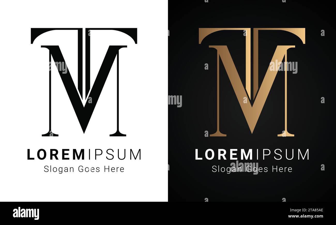 Logo Luxury initial TM ou MT Monogram Letter Illustration de Vecteur
