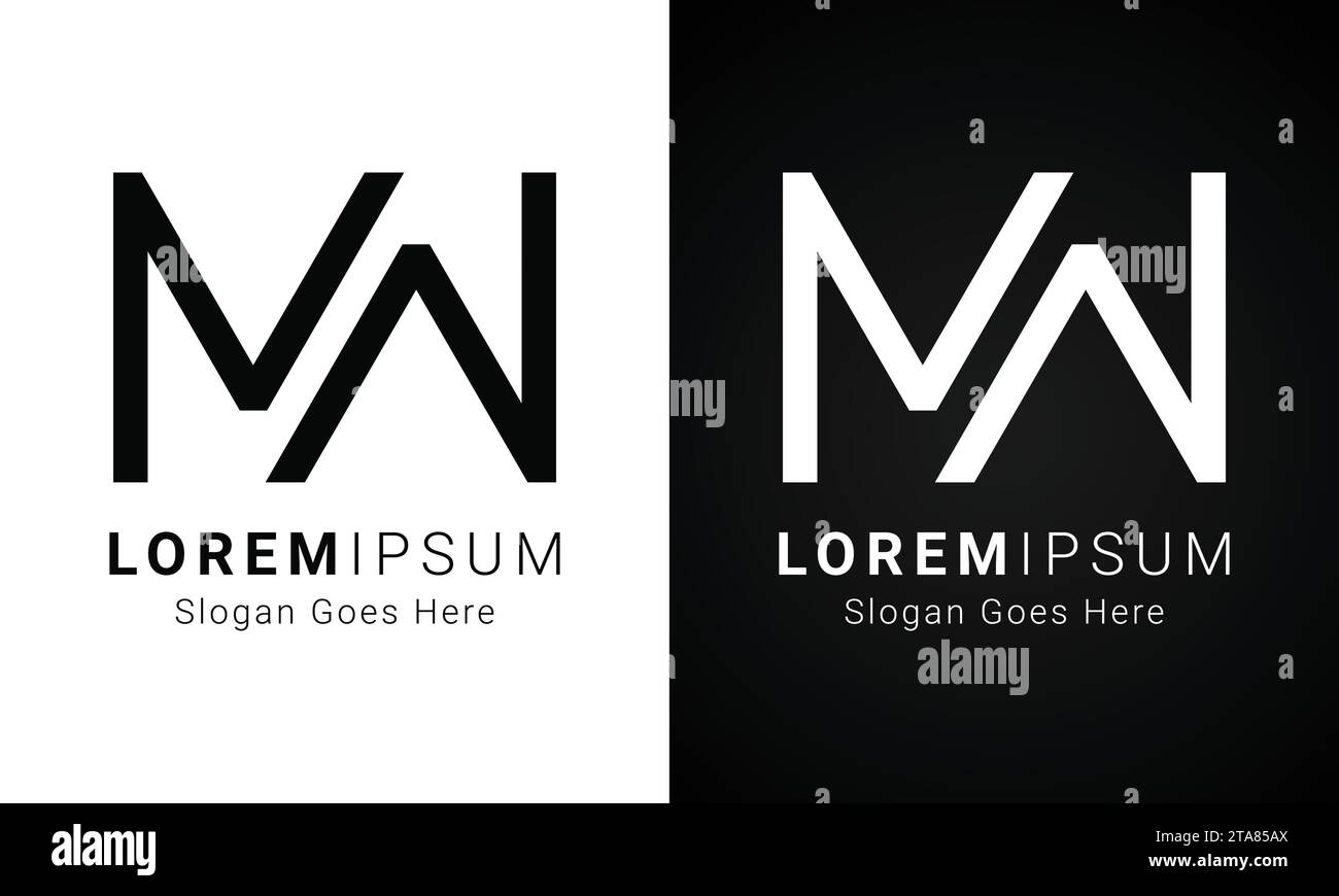 Logo de luxe initial MW ou WM Monogram avec lettre textuelle Illustration de Vecteur
