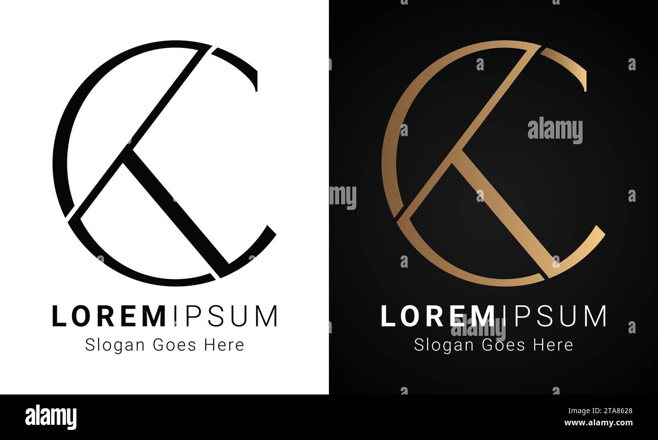 Logo de luxe initial CK ou KC Monogram avec lettre textuelle Illustration de Vecteur