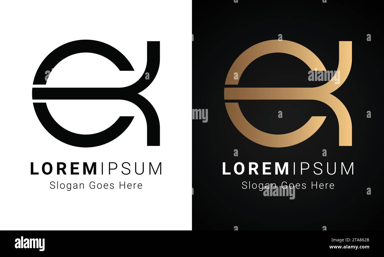 Logo de luxe initial CK ou KC Monogram avec lettre textuelle Illustration de Vecteur