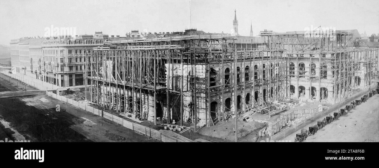 Opéra national de Vienne en construction-1865. Banque D'Images