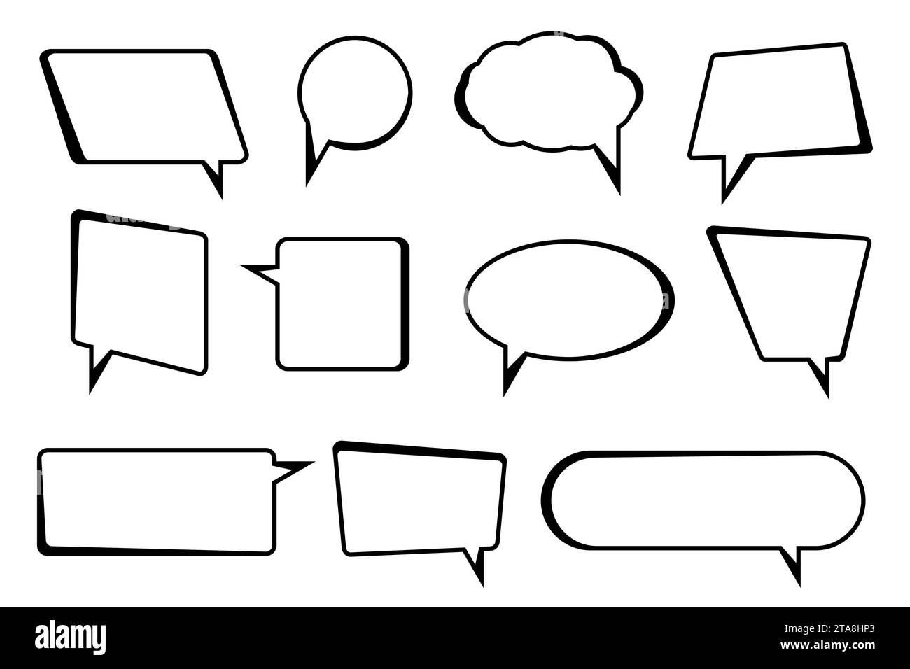 Bubbles dialog speak text outline Banque d'images noir et blanc - Alamy