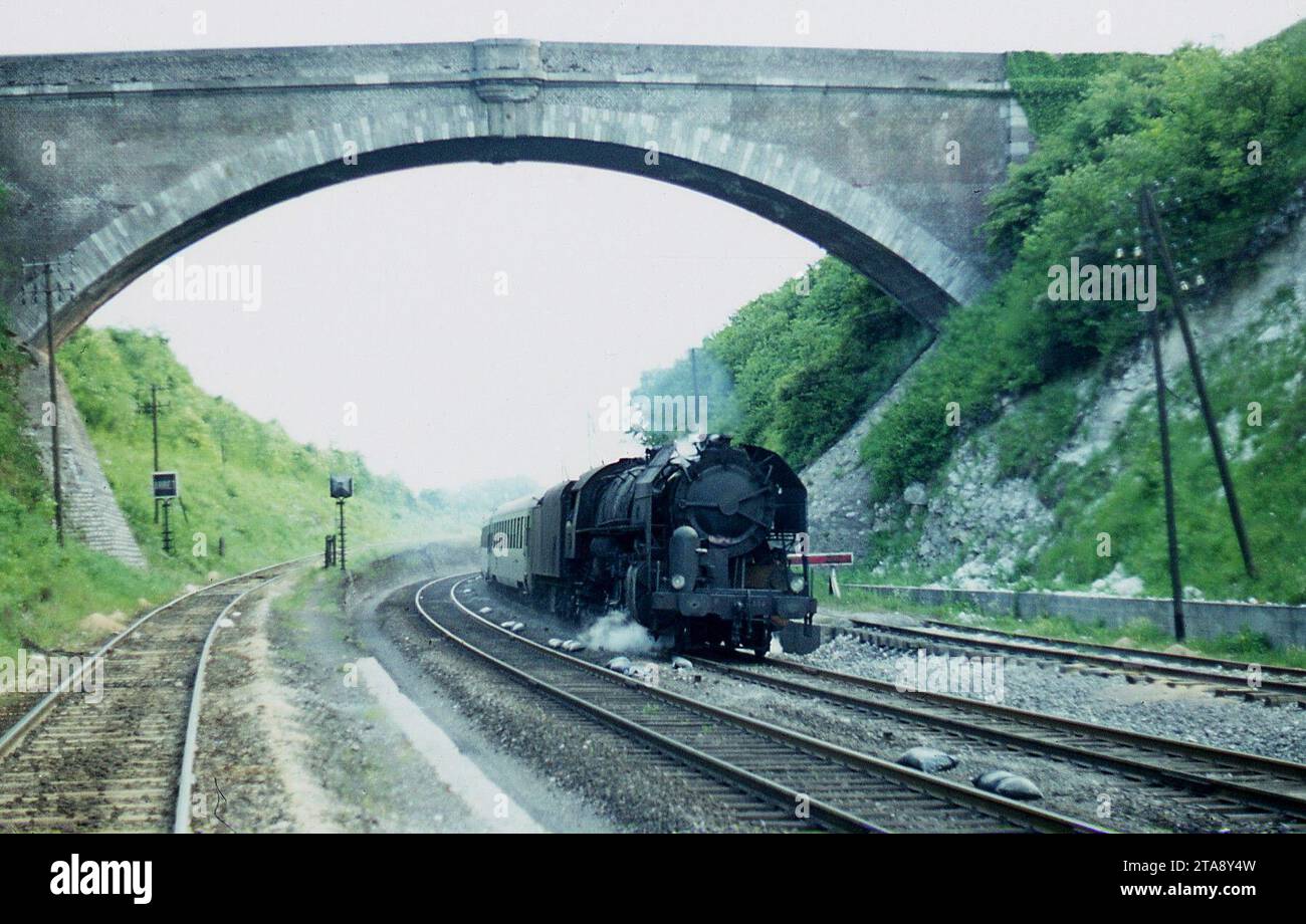 Deux semaines passées à parcourir l'Allemagne de l'Ouest en train à photographier des locomotives à vapeur Banque D'Images