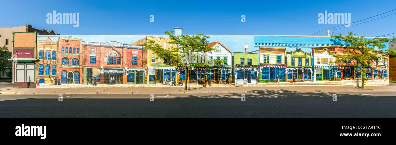 Murale sur un bâtiment de bloc de ville à Ashland, Wisconsin, États-Unis Banque D'Images