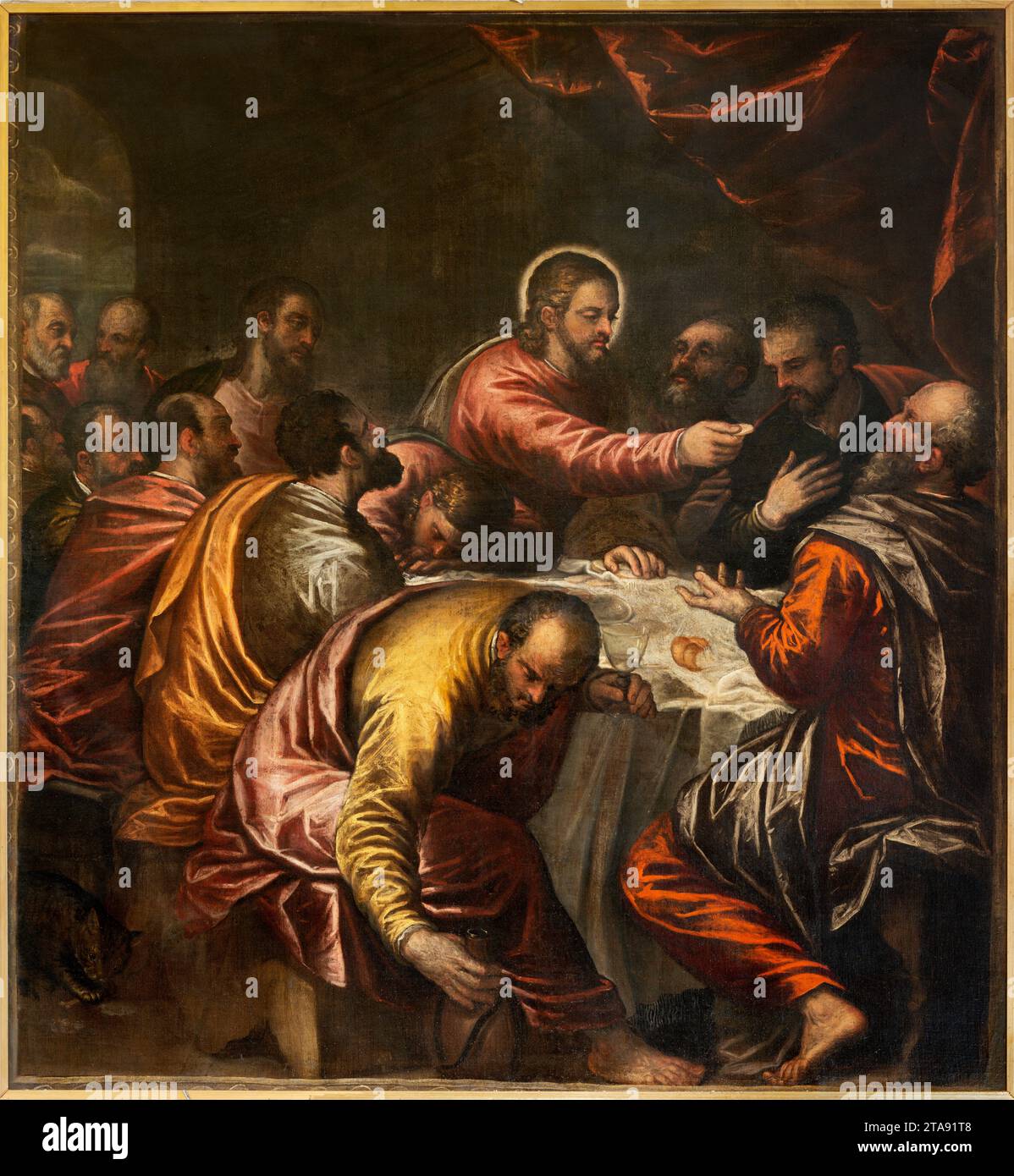 VICENCE, ITALIE - 5 NOVEMBRE 2023 : la peinture de la Cène dans la cathédrale par Alessandro Maganza (1587-1589). Banque D'Images