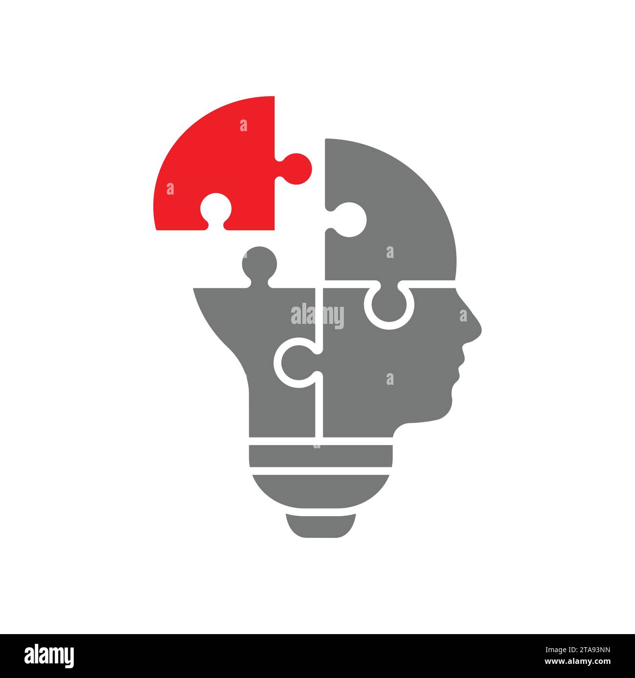 Tête de puzzle en forme d'ampoule d'idée. Illustration de concept d'entreprise à utiliser dans le brainstorming, l'idée, l'innovation, le travail d'équipe et les projets de conception de partenariat Illustration de Vecteur