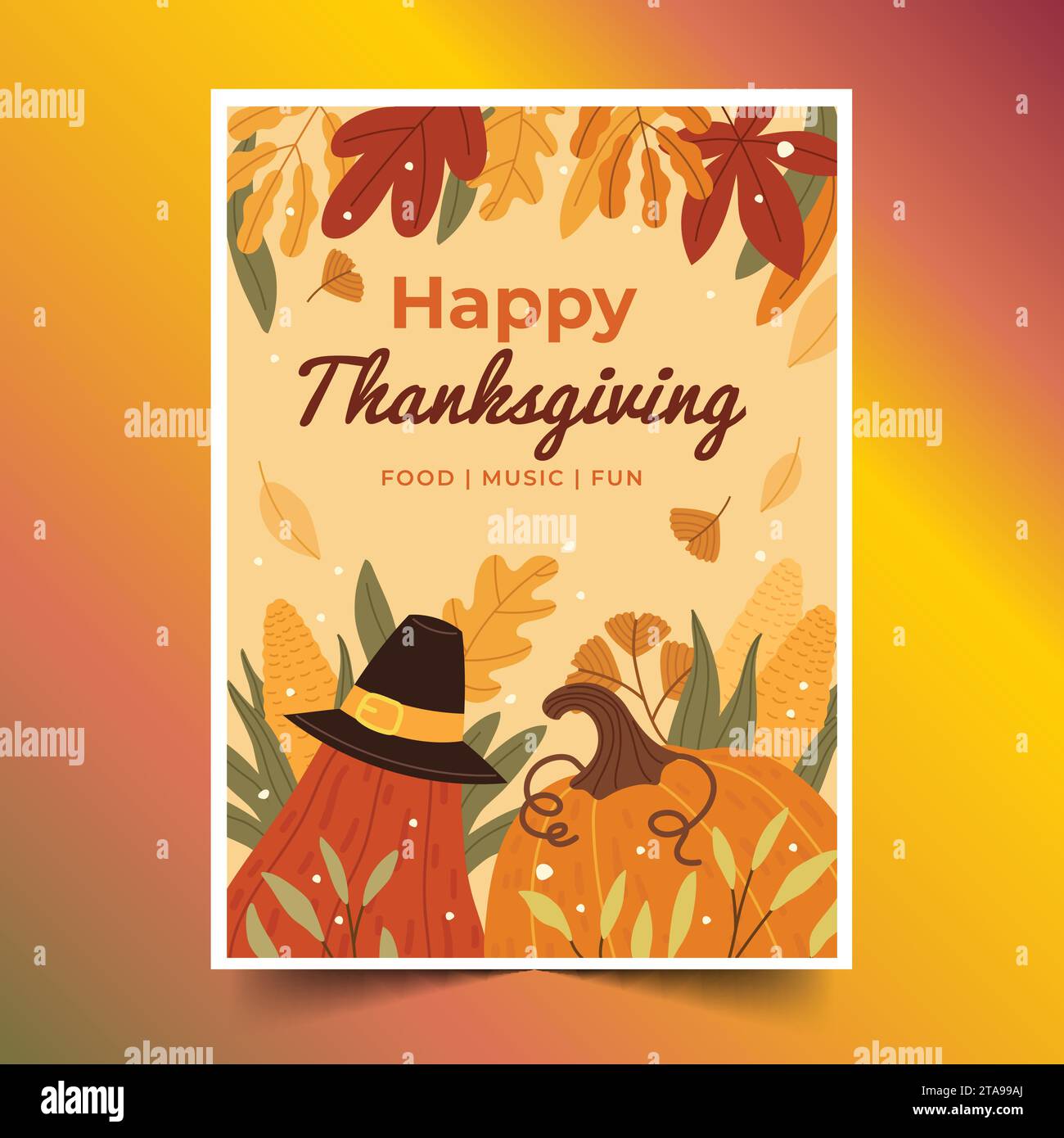 illustration vectorielle de conception de cartes de thanksgiving dessinées à la main Illustration de Vecteur