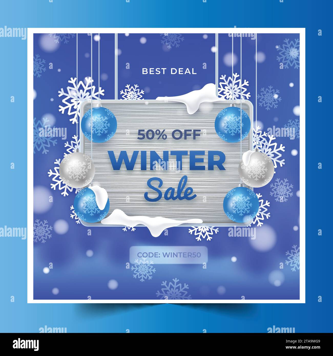 illustration vectorielle réaliste de conception de bannière de vente d'hiver Illustration de Vecteur