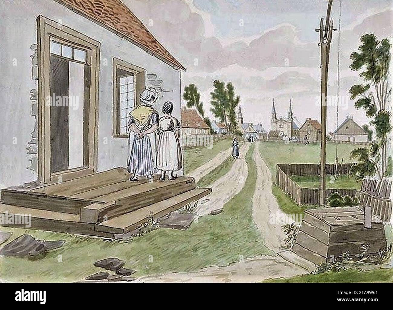 Village de Charlesbourg - 1830. Banque D'Images