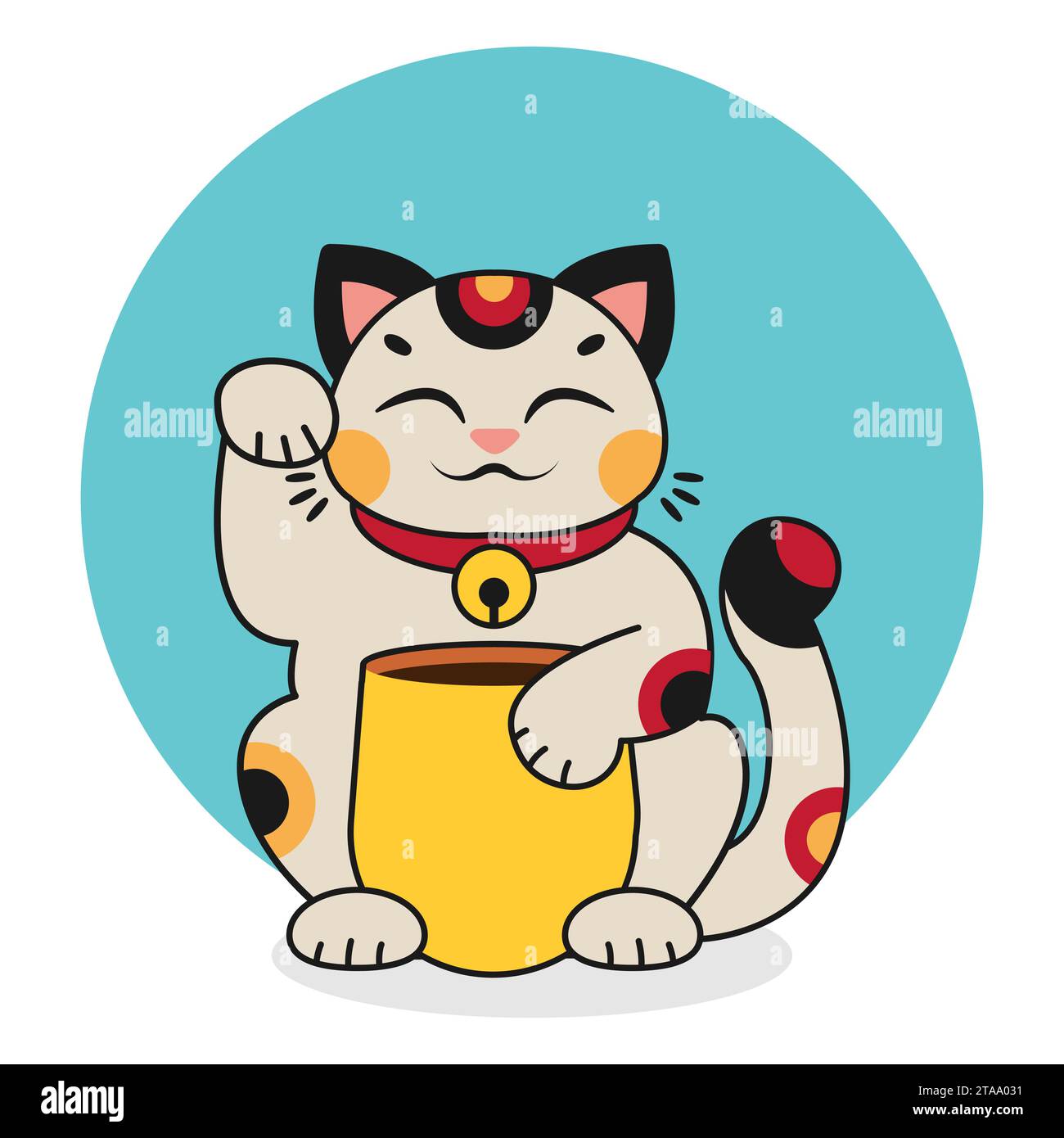 Illustration isolée de Maneki Neko. Personnages de chats heureux asiatiques. Culture japonaise. Clipart de dessin animé. Illustration vectorielle Illustration de Vecteur