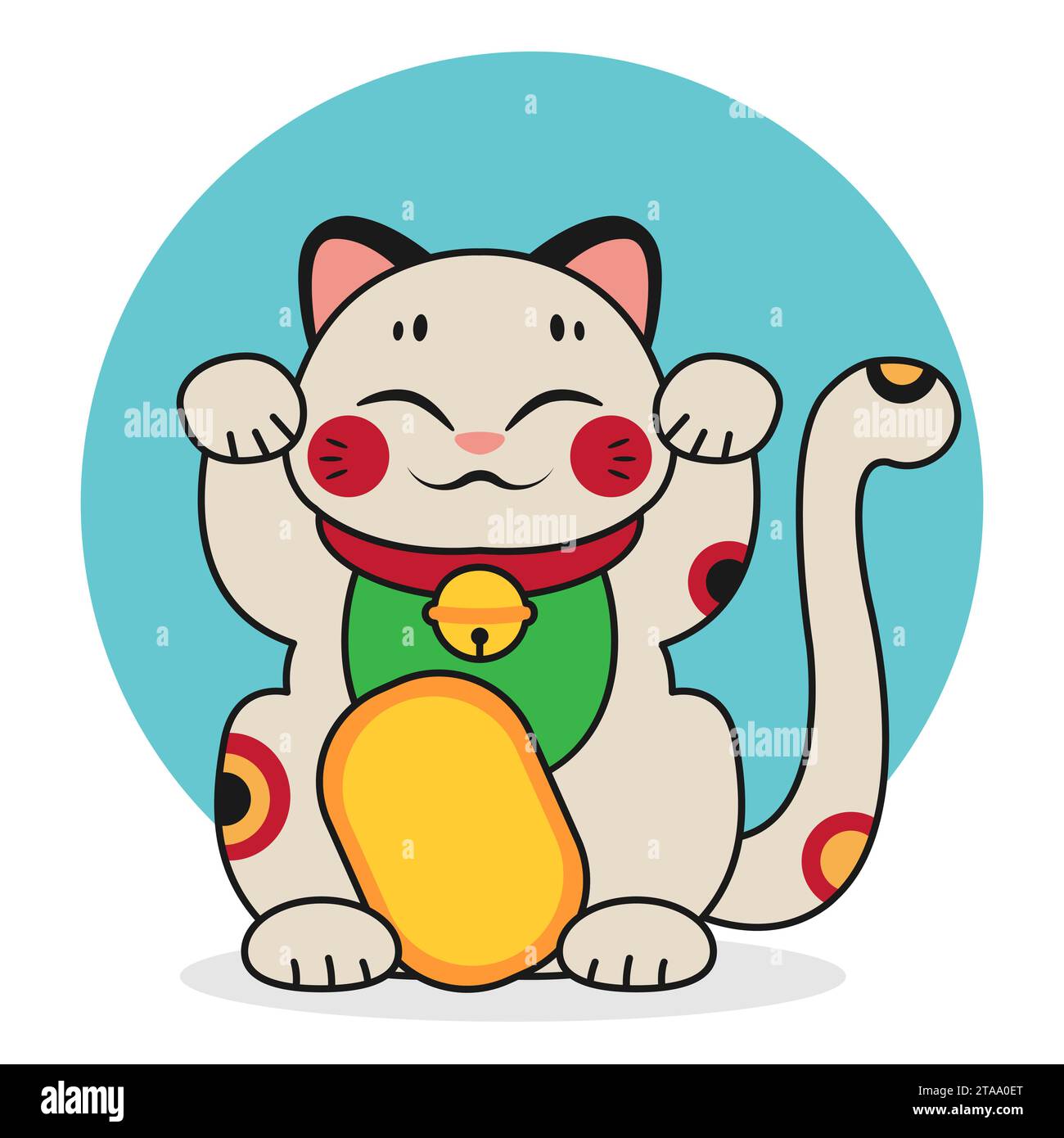 Illustration isolée de Maneki Neko. Personnages de chats heureux asiatiques. Culture japonaise. Clipart de dessin animé. Illustration vectorielle Illustration de Vecteur