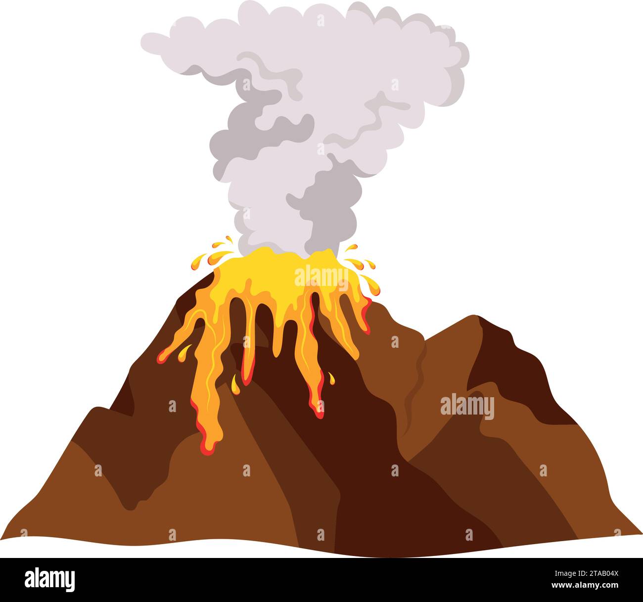 volcan avec fumée et magma Illustration de Vecteur