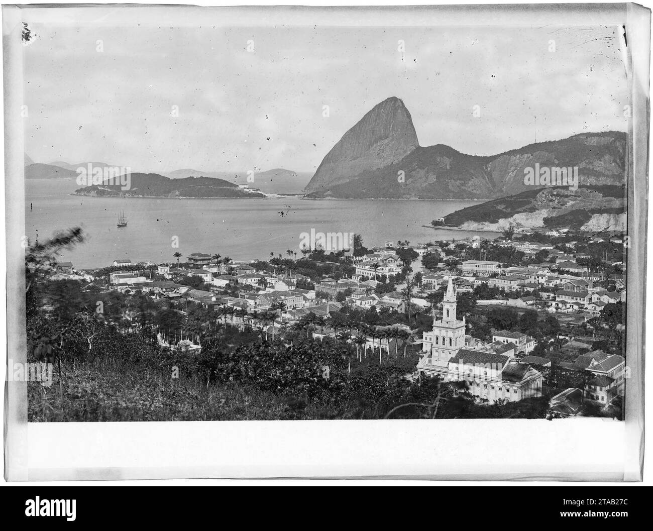 Vista do bairro do Flamengo, destaque para o morro do Pão de Açucar ao fundo. Banque D'Images