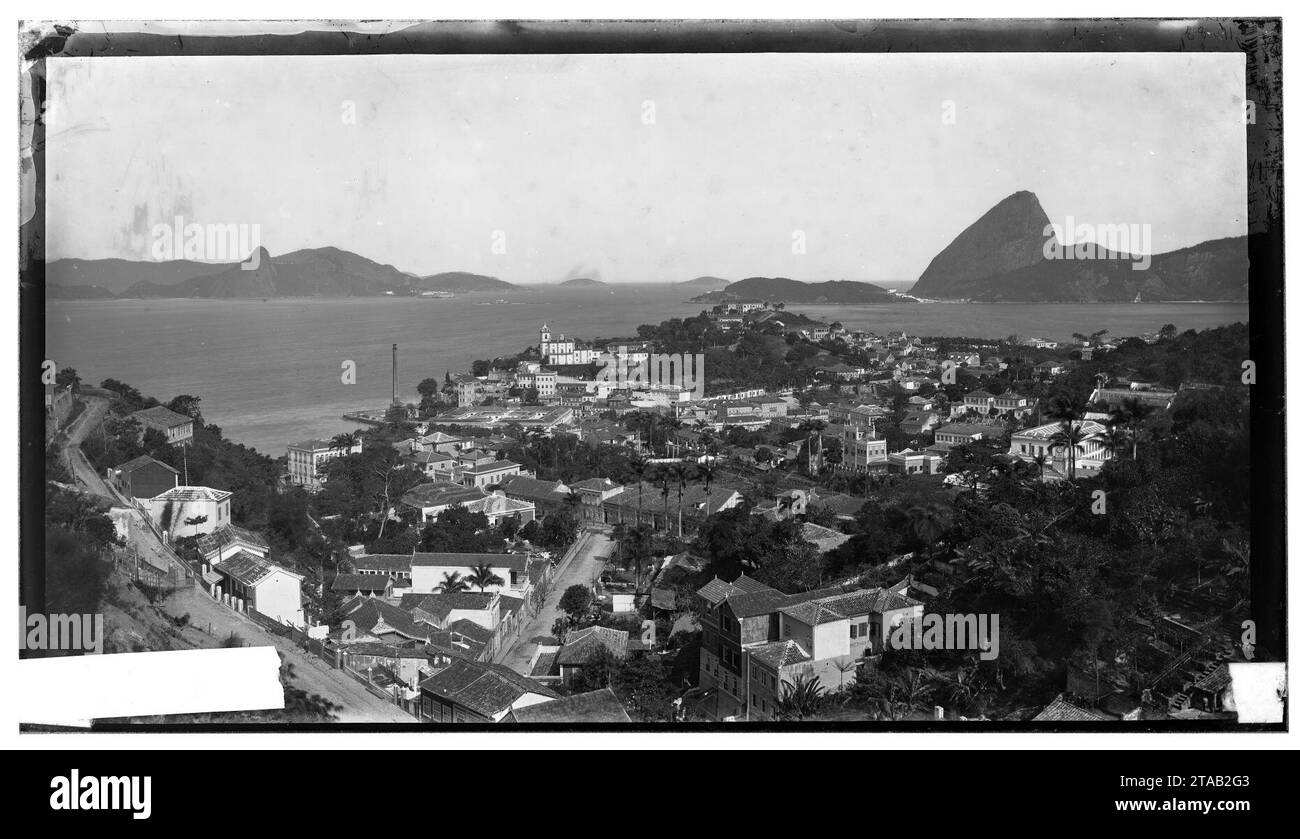 Vista do Outeiro da Glória, da Enseada de Botafogo e do Pão de Açúcar ; tomada de Santa Teresa (0072137cx015-05). Banque D'Images