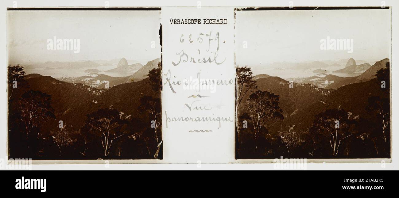 Vista do Rio de Janeiro a partir do Rio Comprido ; ao fundo, o Morro do Pão de Açúcar (002080RJSN02). Banque D'Images