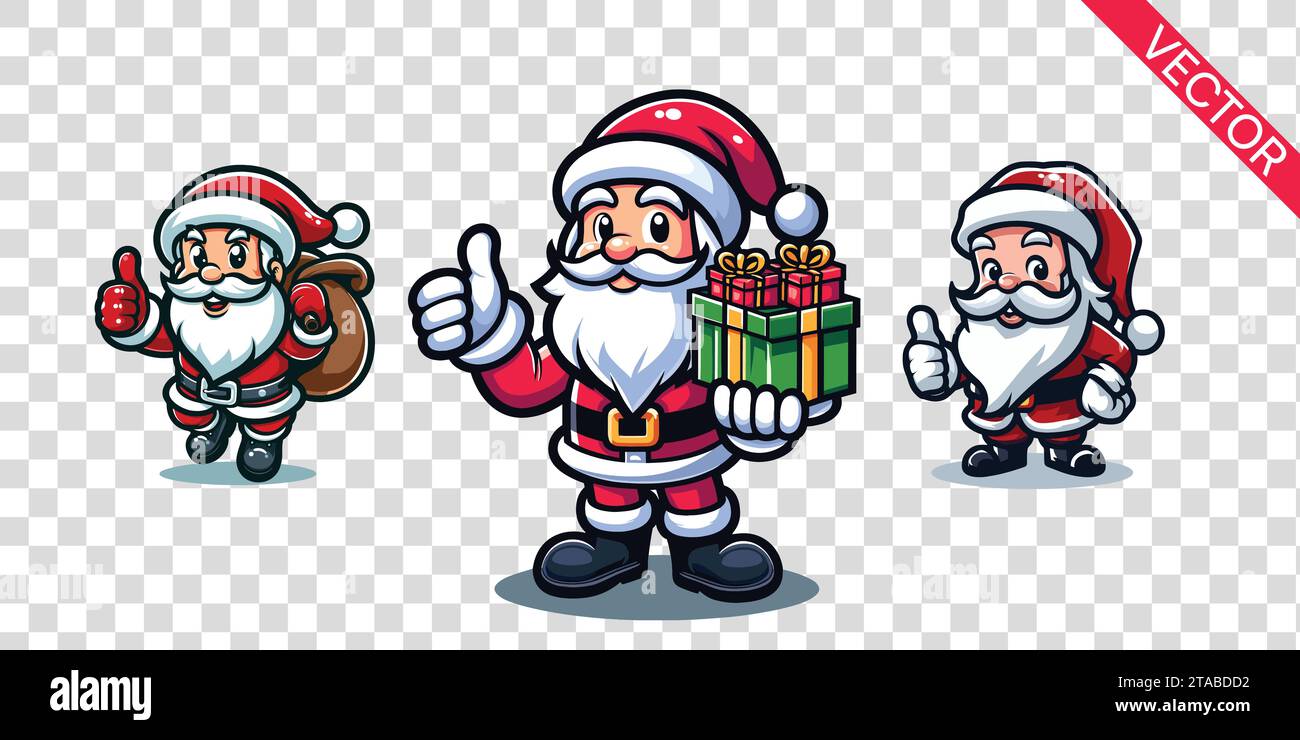 Dessin animé de mascotte isolé de vecteur de père noël pour les conceptions de Noël Illustration de Vecteur
