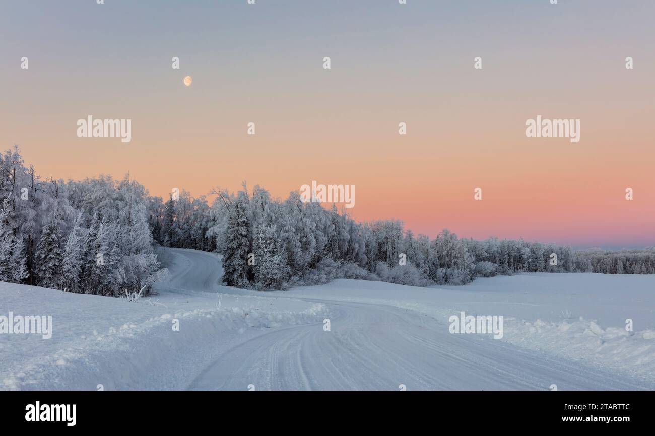 Lever de soleil en hiver, Alaska Banque D'Images