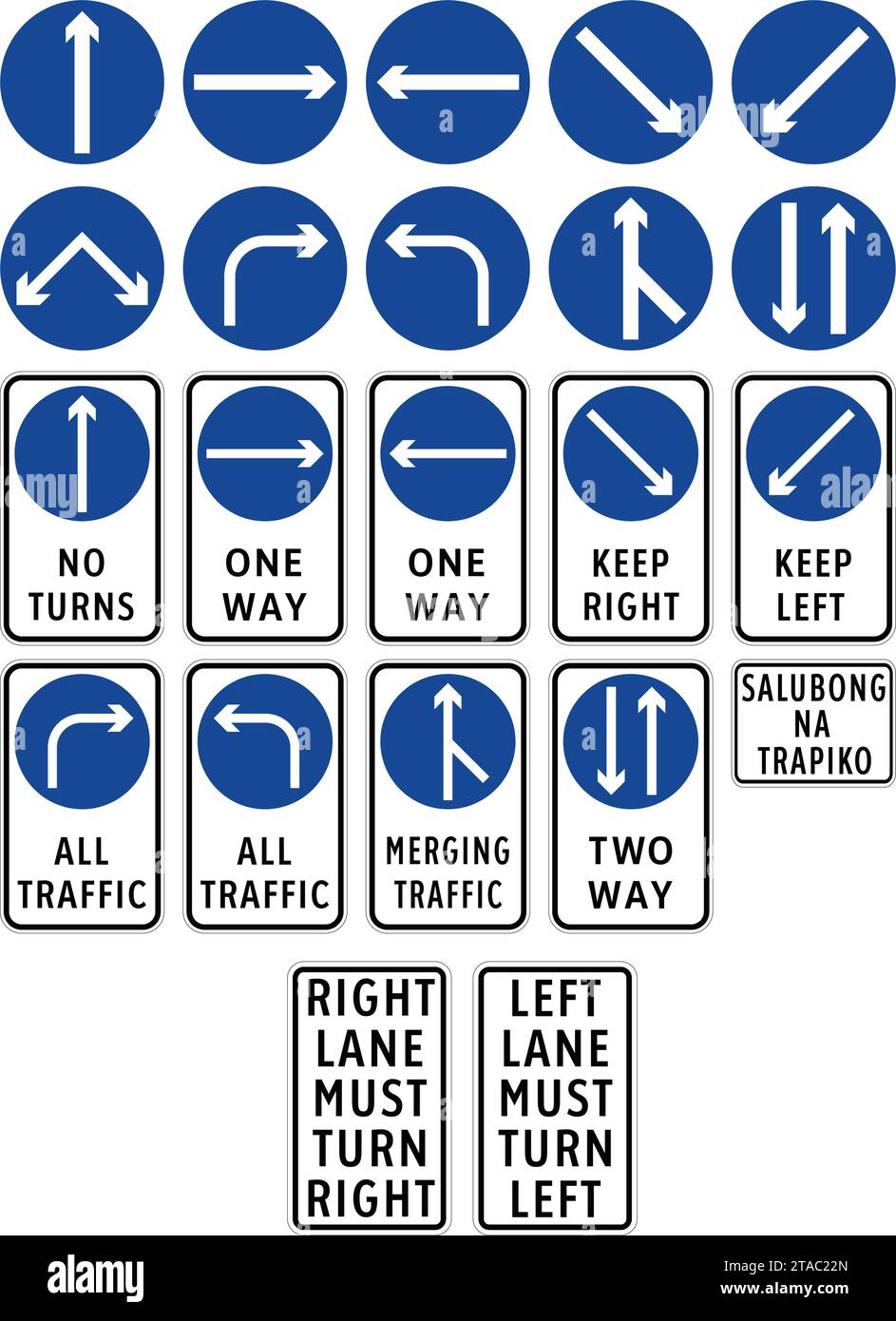 Panneaux directionnels, panneaux routiers aux Philippines, panneaux réglementaires indiquent l'application d'exigences légales ou statutaires. Illustration de Vecteur