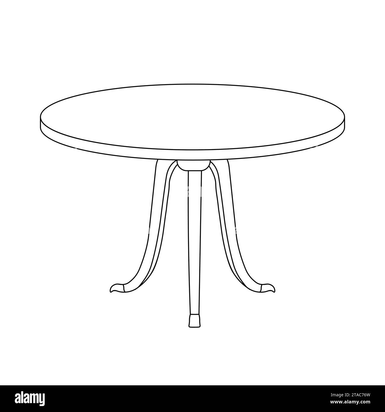 Coloriage pour les enfants. Clipart de table basse ronde. Table basse avec contour noir illustration vectorielle dans un style plat tendance. Mobilier de salon. Illustration de Vecteur
