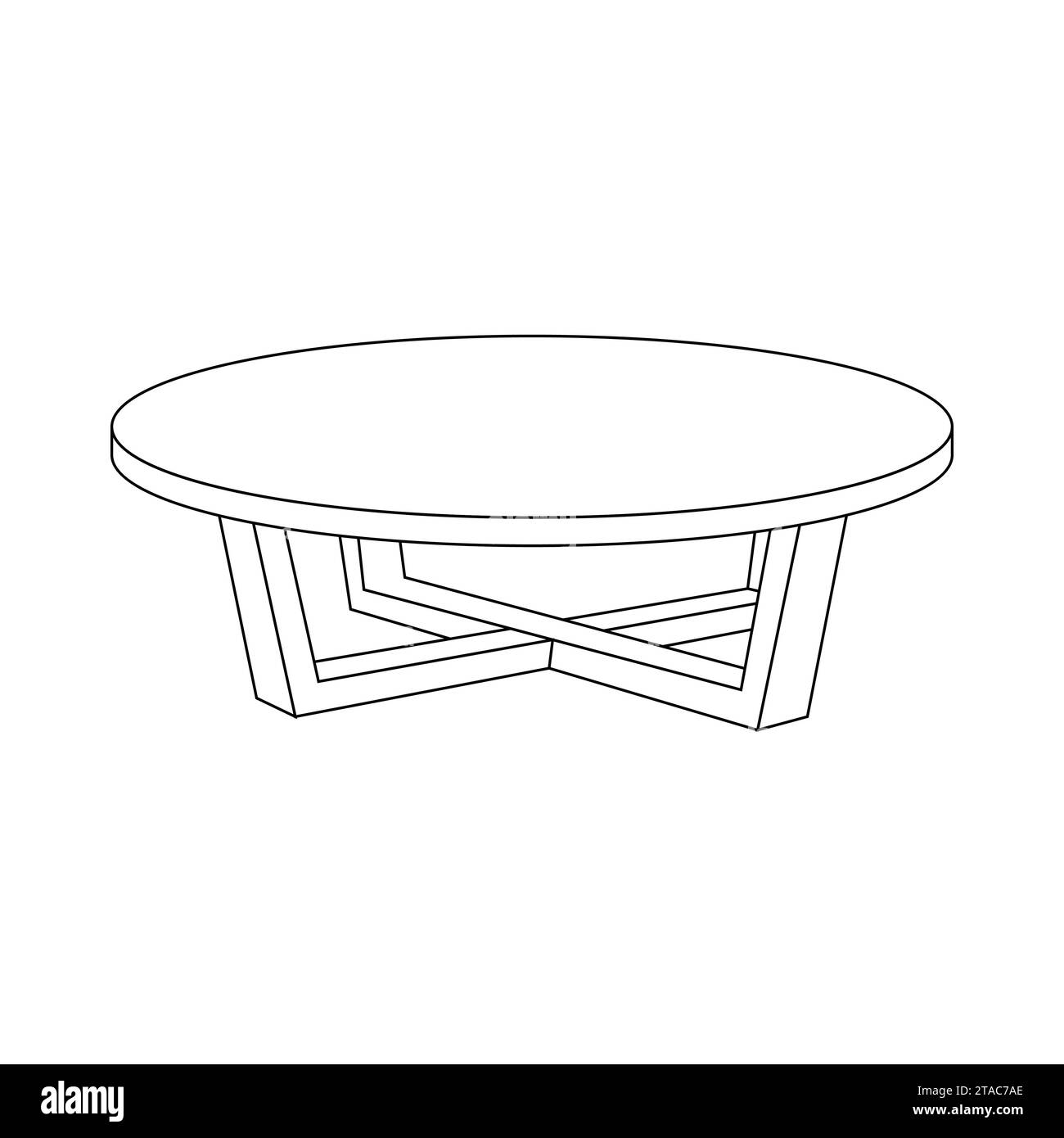 Coloriage pour les enfants. Clipart de table basse ronde. Table basse avec contour noir illustration vectorielle dans un style plat tendance. Mobilier de salon. Illustration de Vecteur