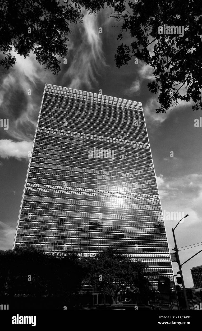 NEW YORK, États-Unis - 26 mai 2018 : le bâtiment des Nations Unies à New York est le siège de l'organisation des Nations Unies. Assemblée générale des Nations Unies. Banque D'Images