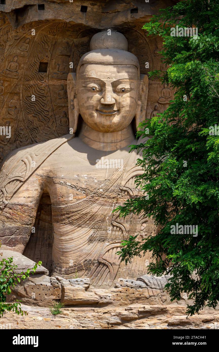Les Bouddhas des Grottes de Yungang en Chine Banque D'Images