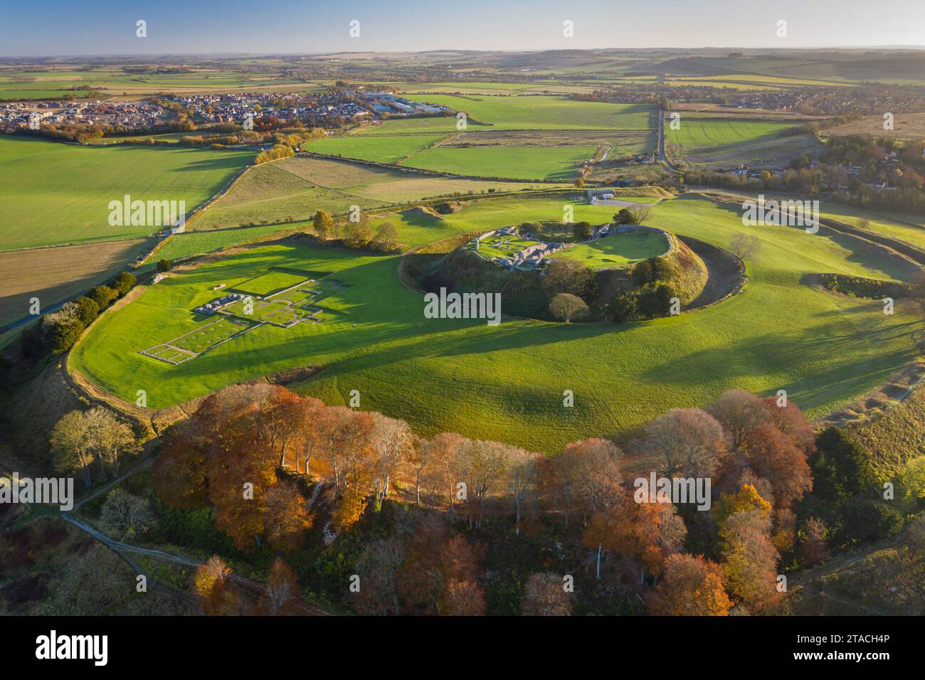 vue aérienne de Old Sarum, Salisbury, Wiltshire, Angleterre. Automne (novembre) 2021. Banque D'Images