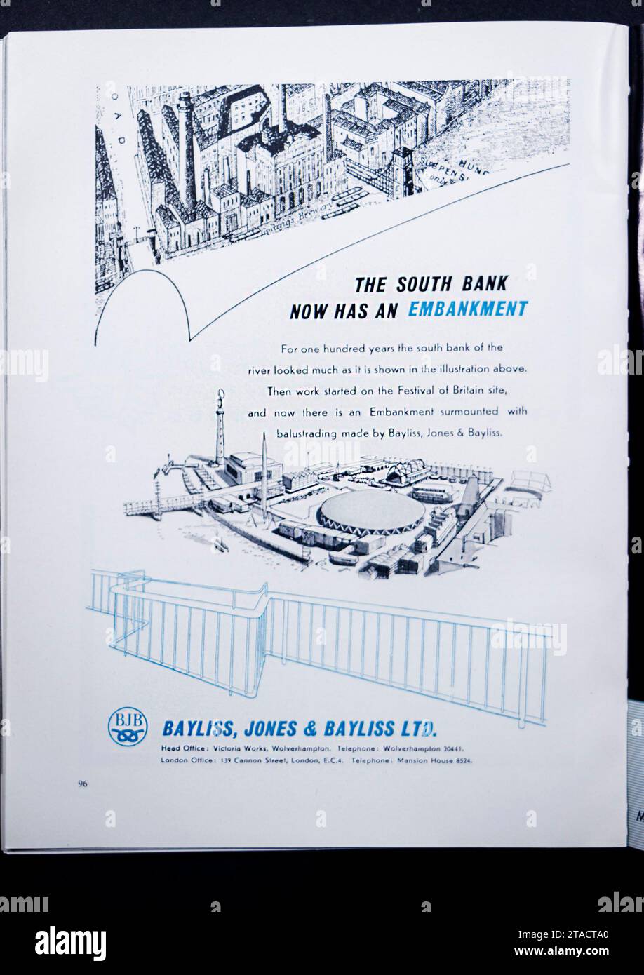 bayliss jones & Bayliss london remblai publicité de 1951 guide du festival de grande-bretagne à londres royaume-uni des années 1950 Banque D'Images