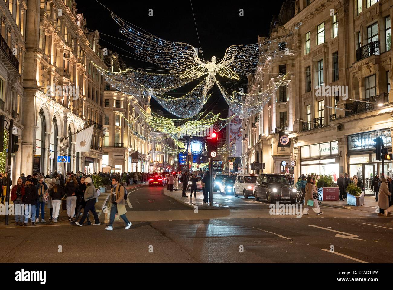 Lumières de Noël sur Regent Street, Londres, Royaume-Uni, 2023 Banque D'Images