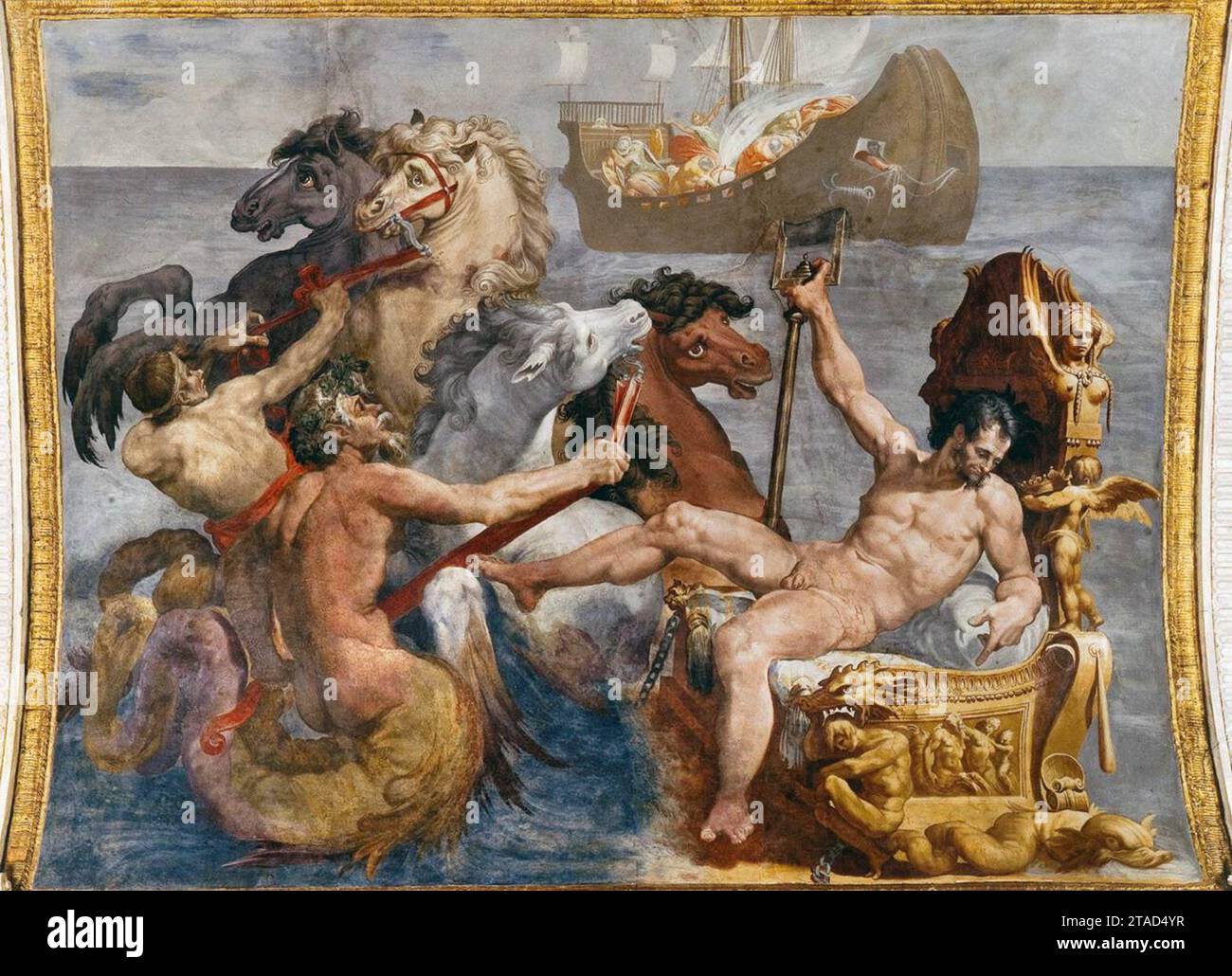 Neptune et le navire d'Odysseus (scène 4) 1550-51 de Pellegrino Tibaldi Banque D'Images