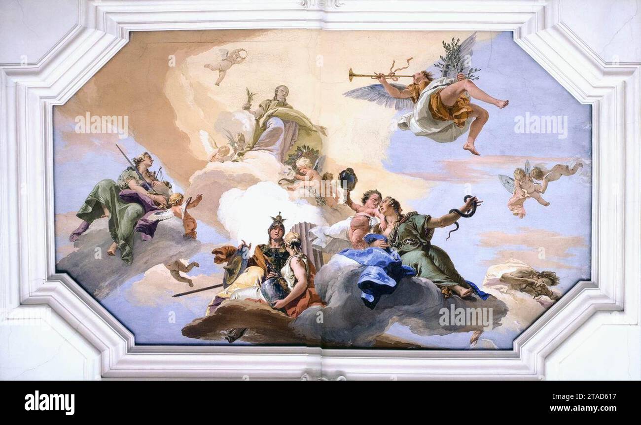 Gloire parmi les vertus cardinales 1734 par Giovanni Battista Tiepolo Banque D'Images