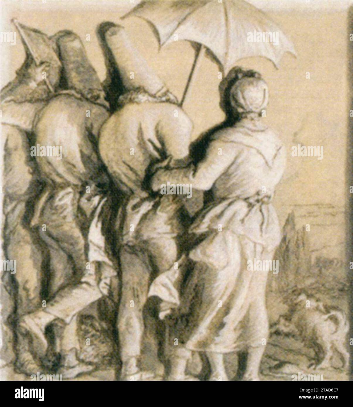 Pulcinelles' Stroll 1759-97 de Giovanni Domenico Tiepolo Banque D'Images