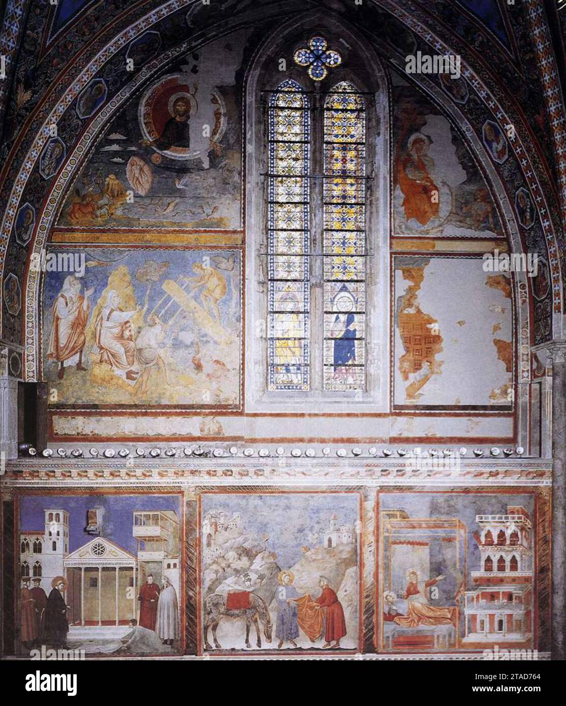 Fresques dans la quatrième baie de la nef des années 1290 par Jacopo Torriti Banque D'Images