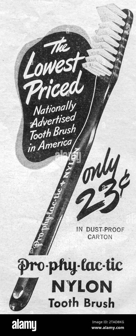 1945 brosse à dents prophylactique en nylon ad Banque D'Images