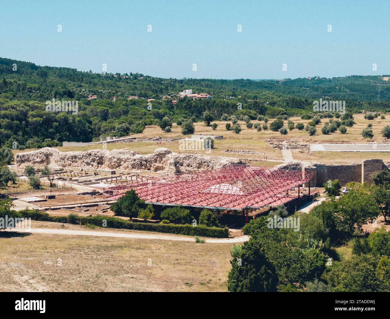 Beau paysage de ruines romaines antiques, Conimbriga, Portugal Banque D'Images