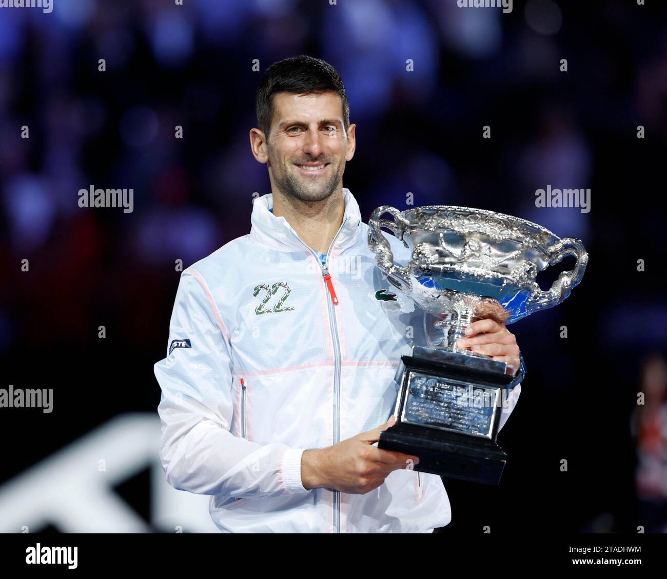 Novak Djokovic, Singles masculins, cérémonie de remise des prix, Présentation, Open d'Australie 2023, Melbourne Park, Melbourne, Victoria, Australie, Océanie Banque D'Images