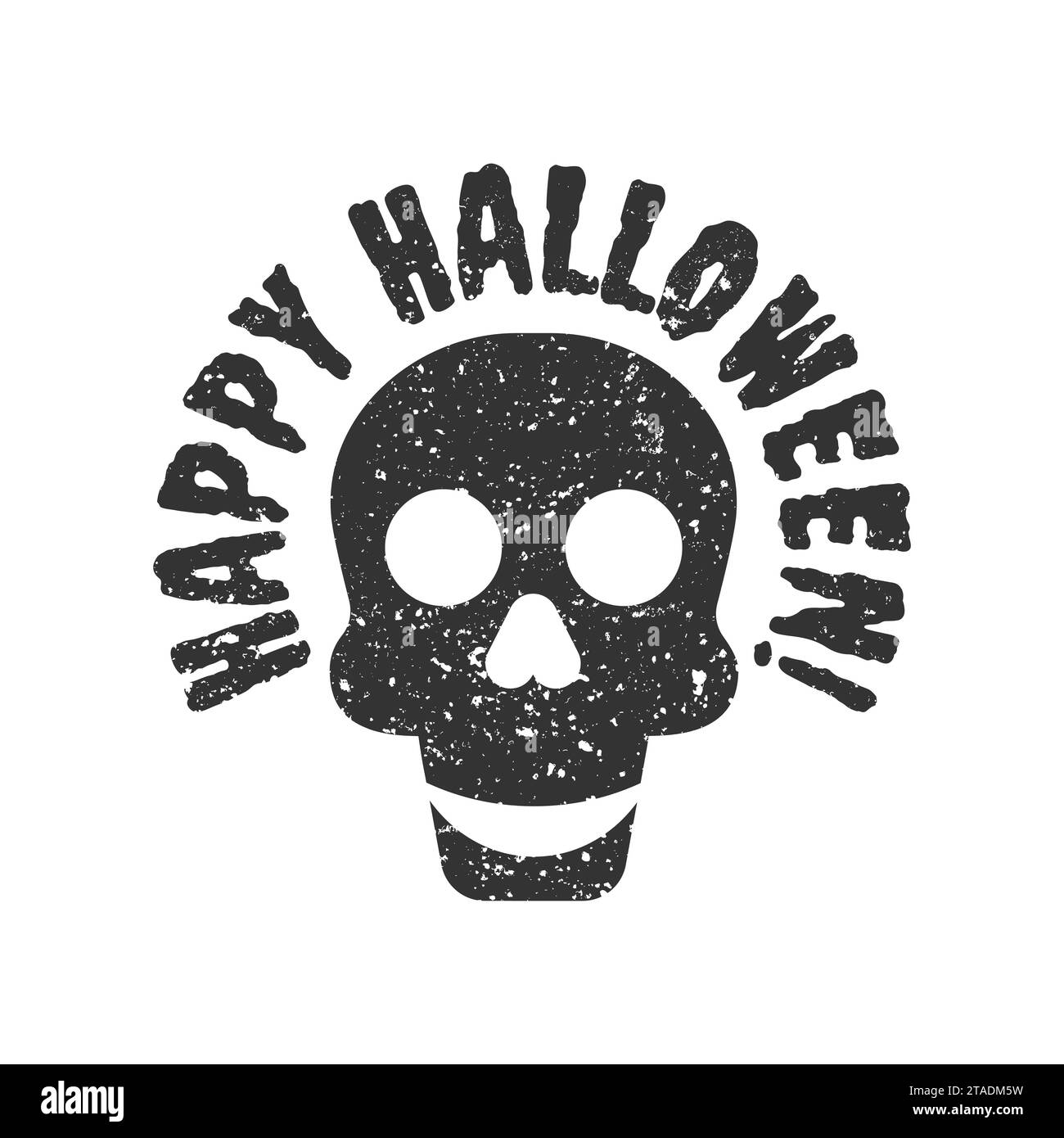 Crâne avec un sourire. Joyeuse icône halloween avec texture grunge. Illustration vectorielle plate Illustration de Vecteur