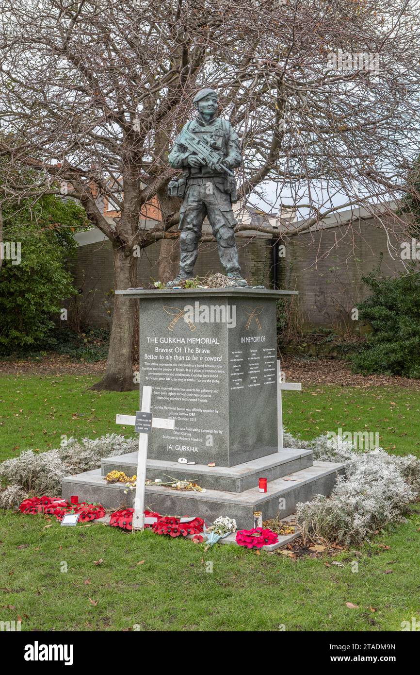 Le Mémorial Gurkha dans le jardin du souvenir de Folkestone Banque D'Images