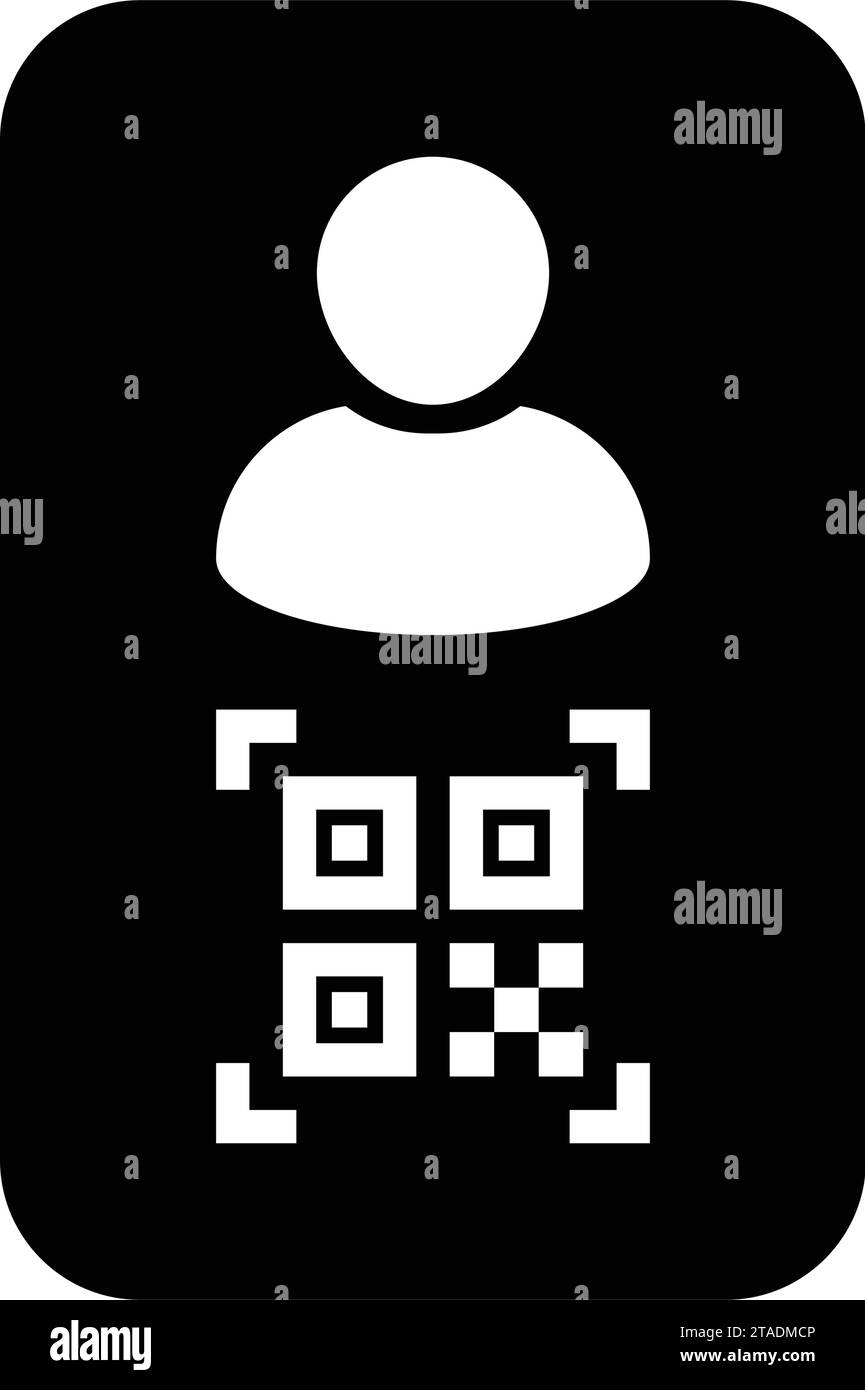 Avatar d'icône d'identification numérique avec code qr pour l'identité biométrique dans le symbole de profil de personne d'utilisateur masculin de vecteur pour dans une illustration de pictogramme de glyphe Illustration de Vecteur