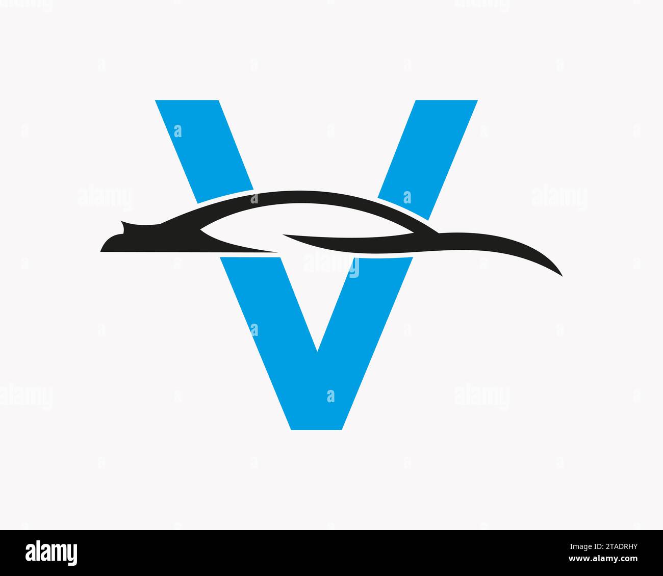 Logo de voiture sur lettre V, combinaison voiture et alphabet Illustration de Vecteur