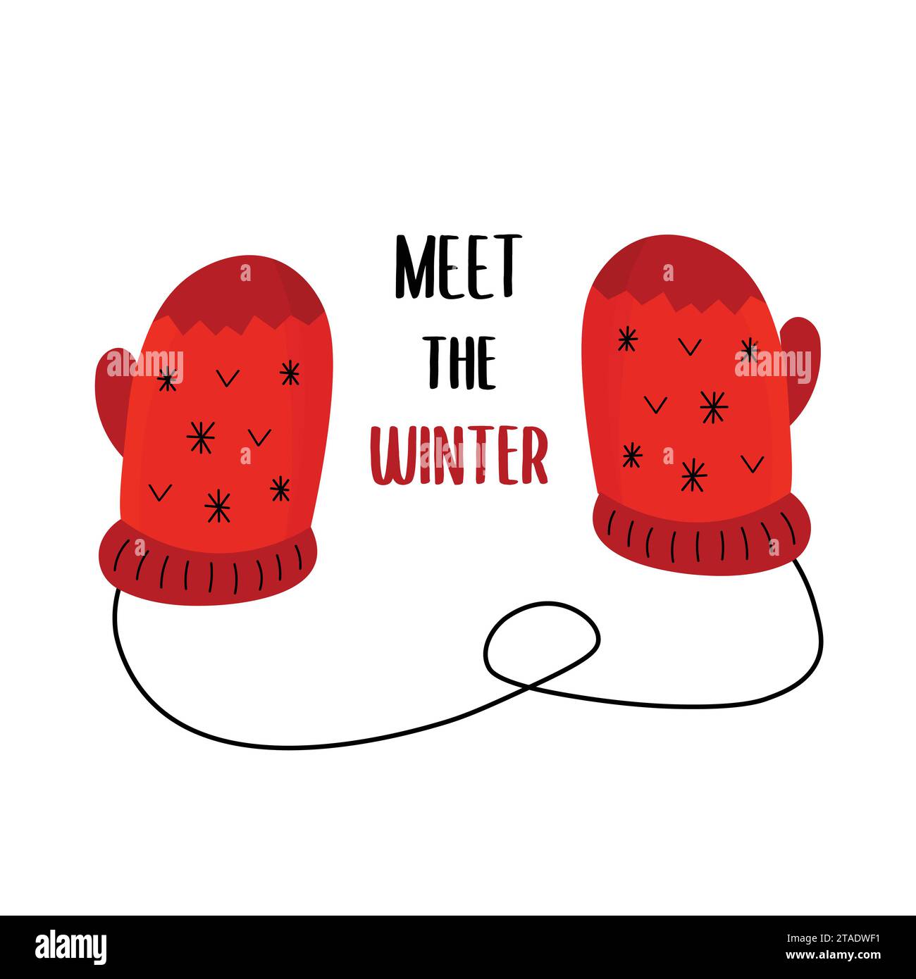 Rencontrez l'illustration plate d'hiver avec des gants et de la corde. Concept de temps froid pour affiches. Illustration de Vecteur