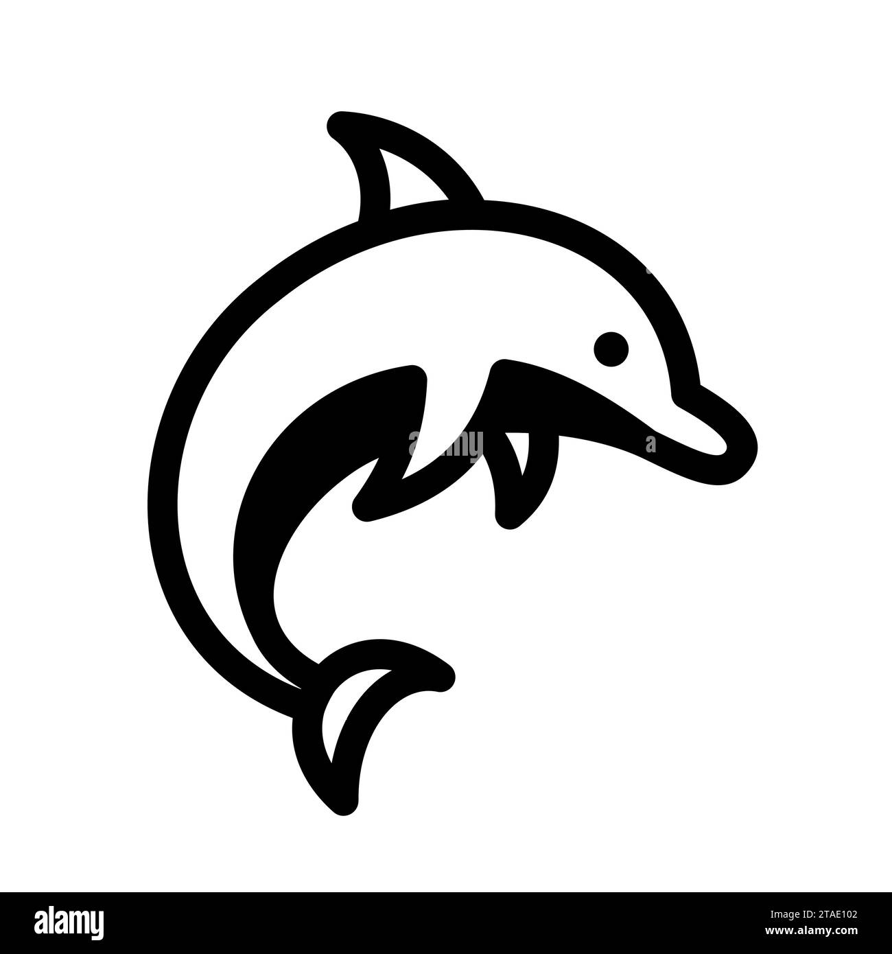 Icône de ligne Dolphin. Mammifère marin aquatique, animal marin. Illustration vectorielle. Illustration de Vecteur