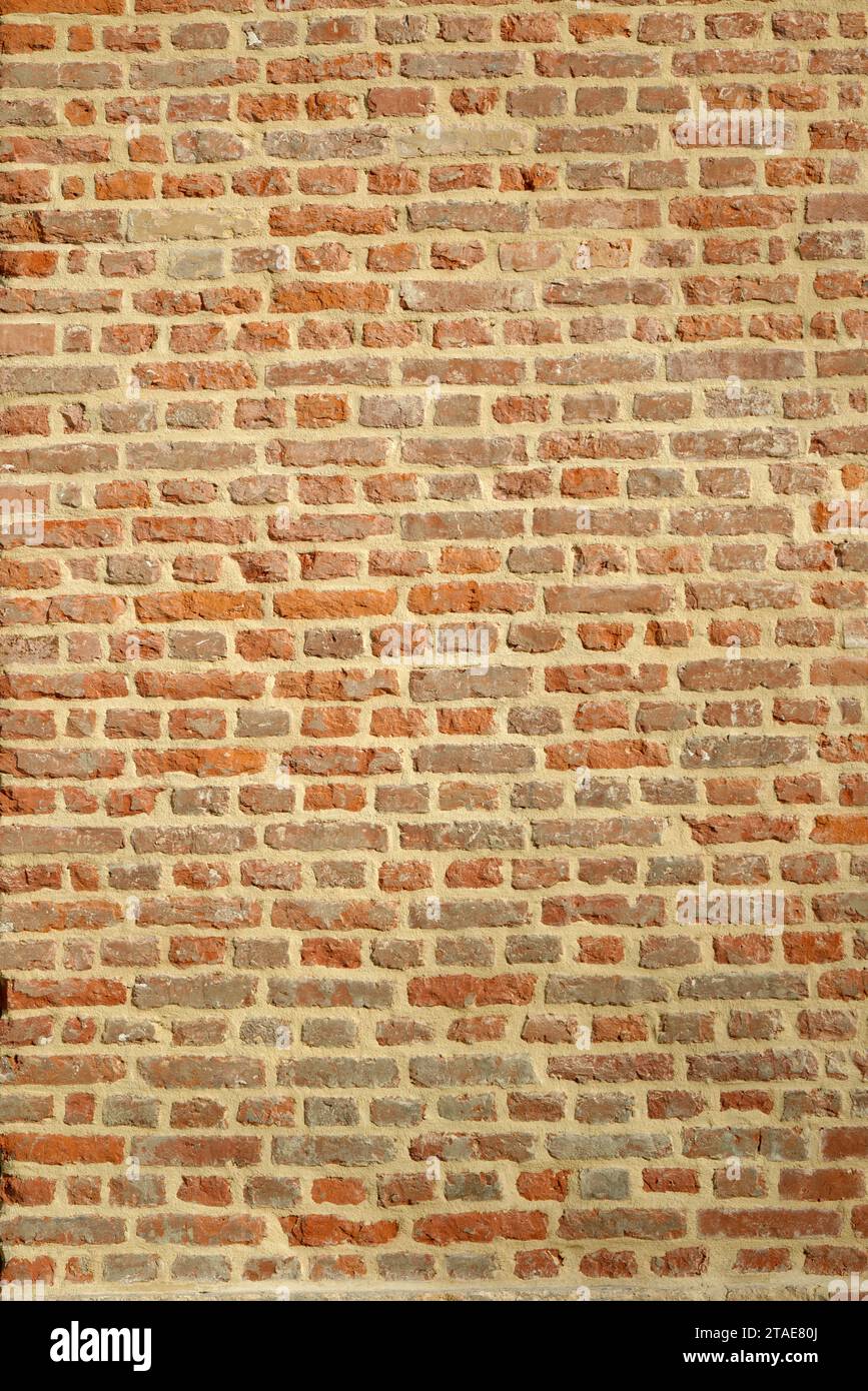 Un vieux fond de brique montrant la texture et les lignes uniformes. Banque D'Images
