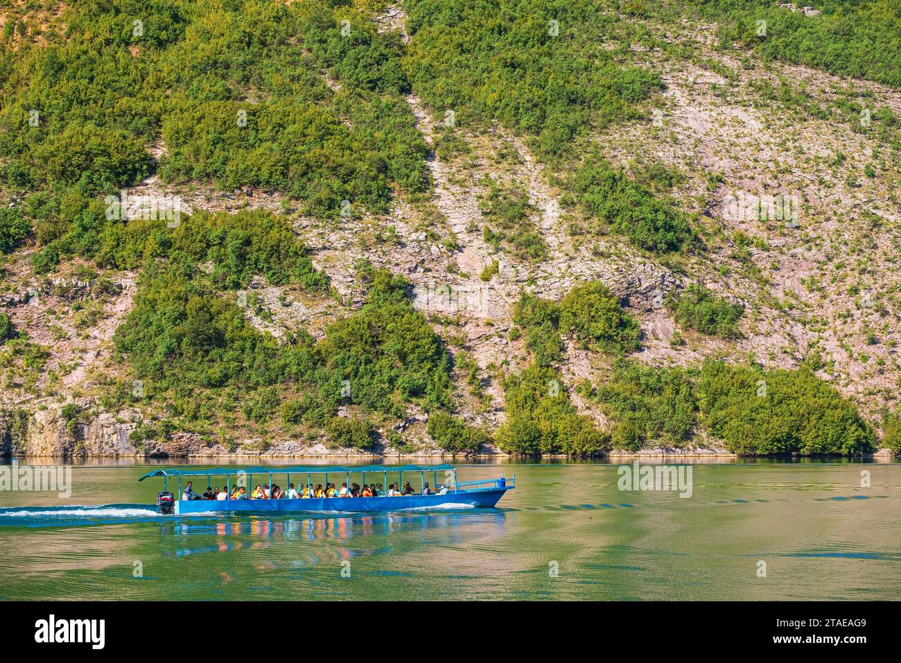 Albanie, province de Shkoder, Koman, lac Koman, lac artificiel sur la rivière Drin Banque D'Images