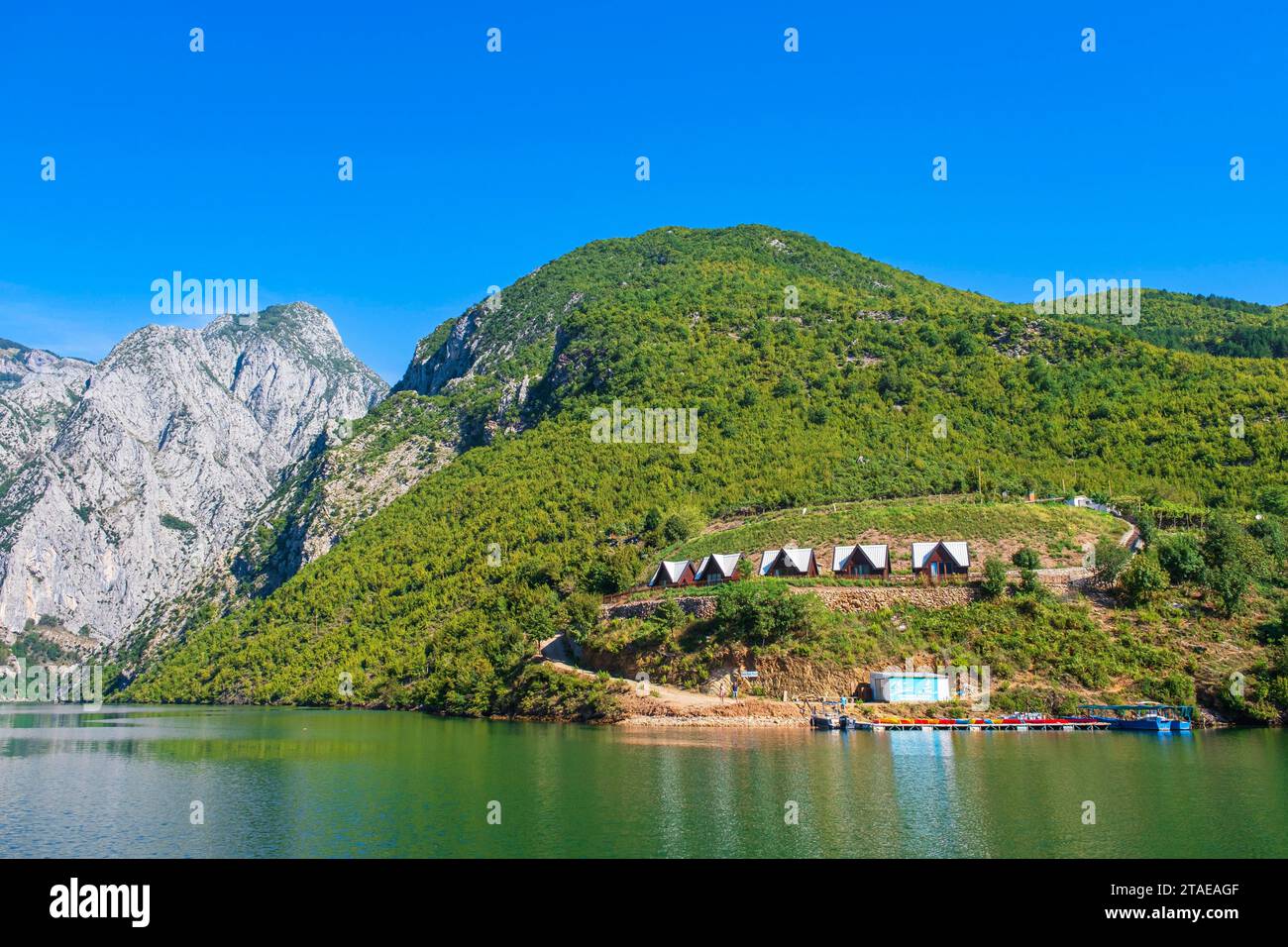 Albanie, province de Shkoder, Koman, lac Koman, lac artificiel sur la rivière Drin Banque D'Images
